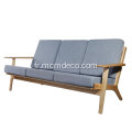 Hans Wegner - Fauteuil 3 places en tissu et en planches